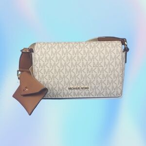 Michael Kors Vincent Vanilla Small Signature Logo Crossbody Bag